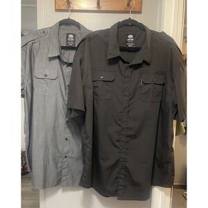 Echo Unlimited Short Sleeve Lot Of 2 Button Down Shirt Men's 3XL 1 Black 1 Gray